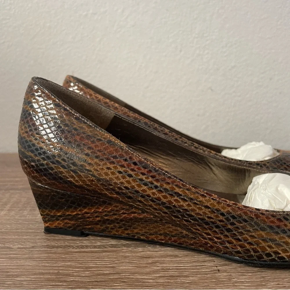Stuart Weitzman Snakeskin Wedge Pumps, Size 6.5N